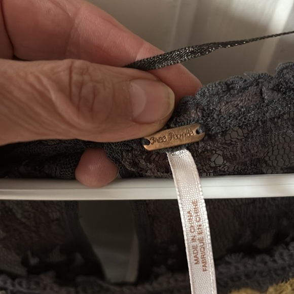 Free People Elegant Black Lace Top with Gold Detailing - Picture 3 of 3